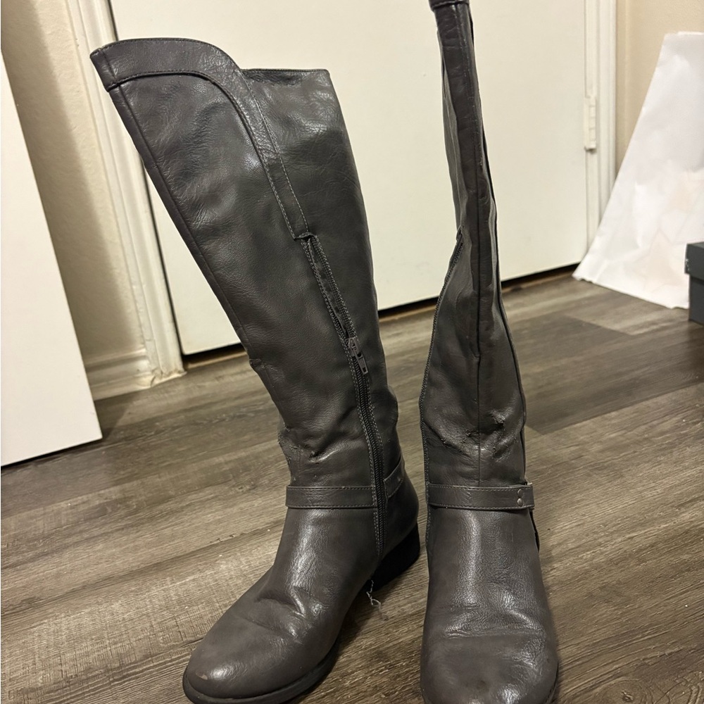 Nicole Dark Gray Over the Knee Boots